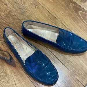 Tod’s Blue Patent Loafers